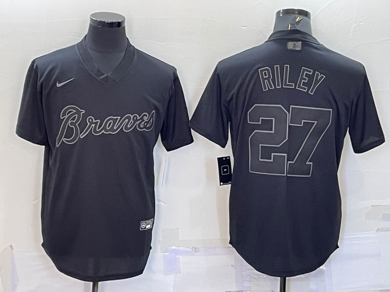 Men's Atlanta Braves Austin Riley #27 Black Baseball Jersey